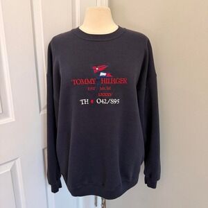 Y2K NAVY BLUE TOMMY HILFIGER CREWNECK SWEATSHIRT